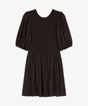 스트레치 시어서커 스모크 미니 원피스 - 치커리 커피 / F7603979