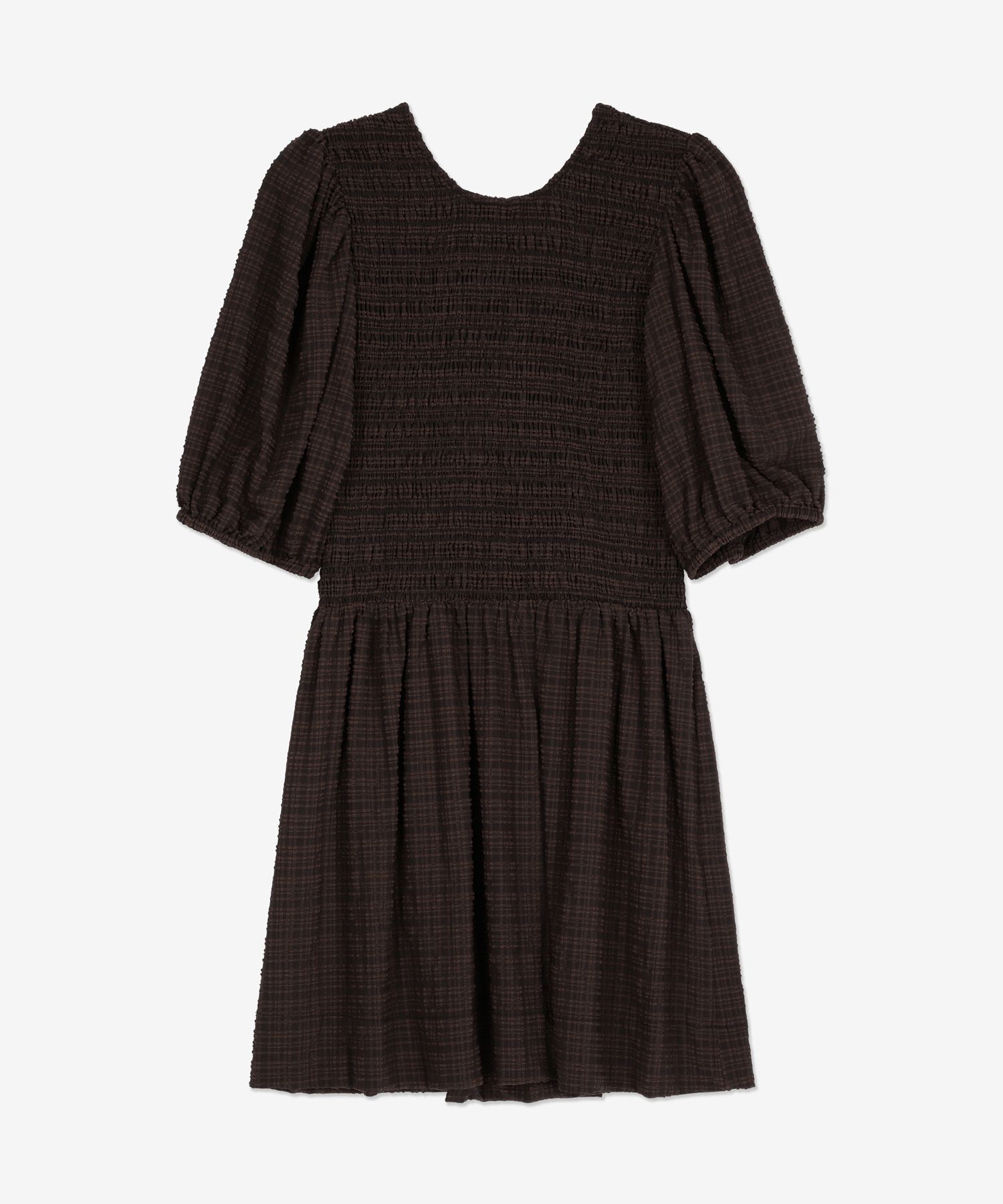★Ganni★ Stretch Seersucker Smoke Mini Dress Chicory Coffee MUSINSA | GANNI Stretch Siercer Smoke Mini Dress - Chicory