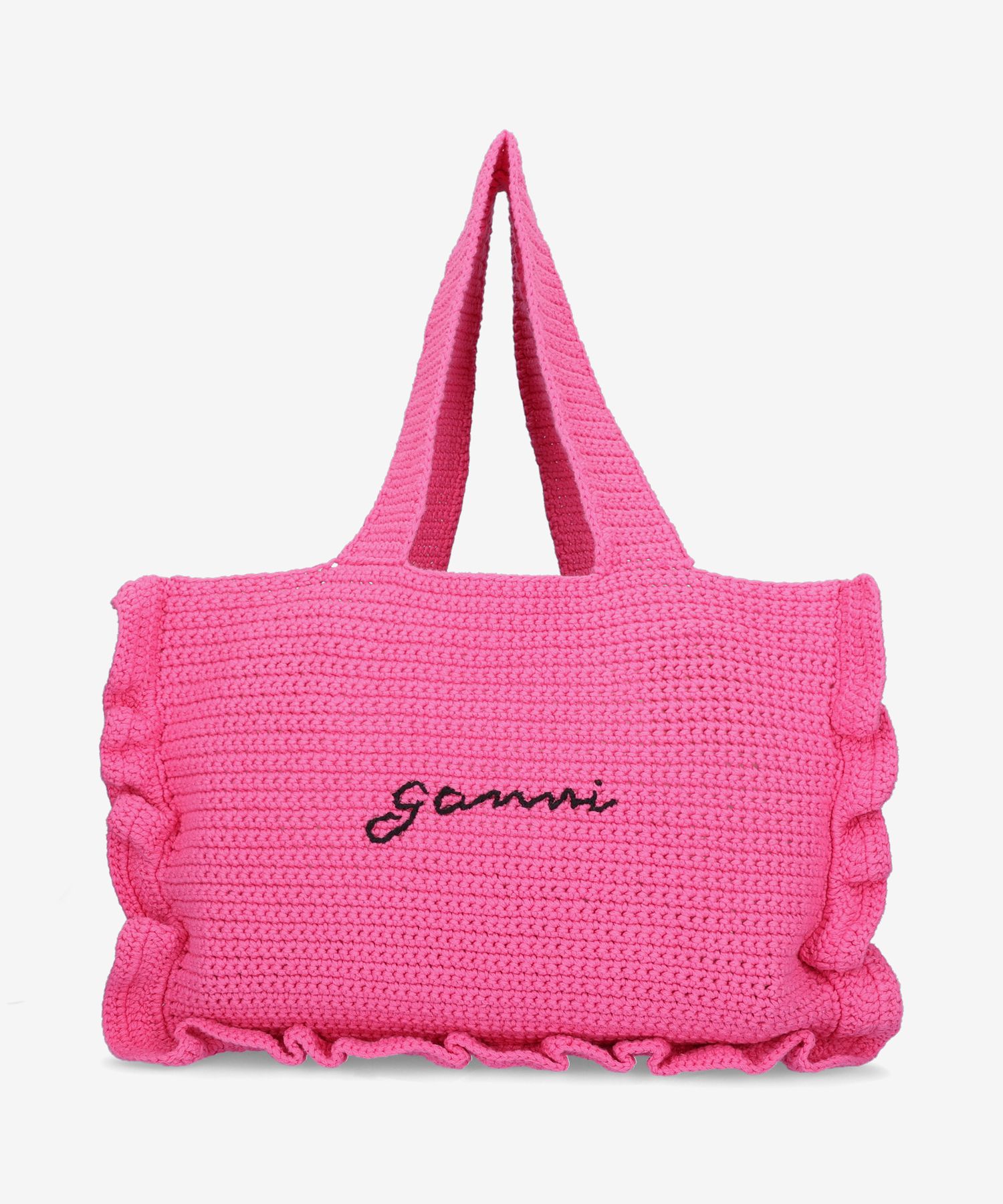 MUSINSA | GANNI Cotton Crochet Frill Tote Bag - Shocking