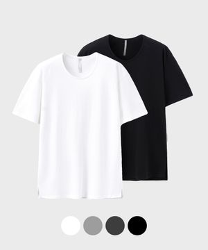 [2PACK] 실키 블렌디드 U넥 하프 티셔츠 (4CO)