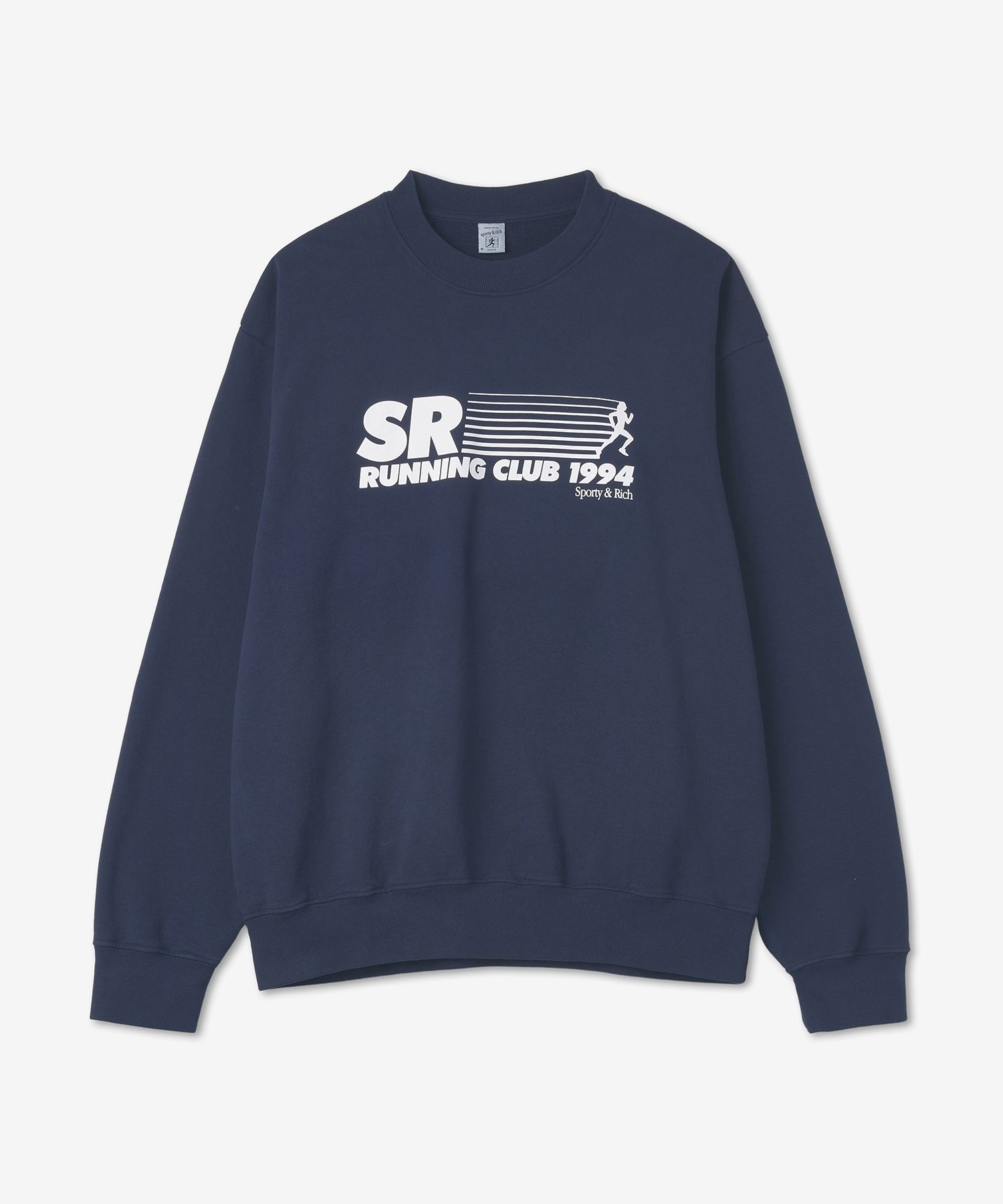 スウェット・トレーナー Sporty & Rich 94 Running Club Logo Man to Man Navy White CR6 MUSINSA | SPORTY&RICH 94 Running Club Logo Sweatshirt - Navy
