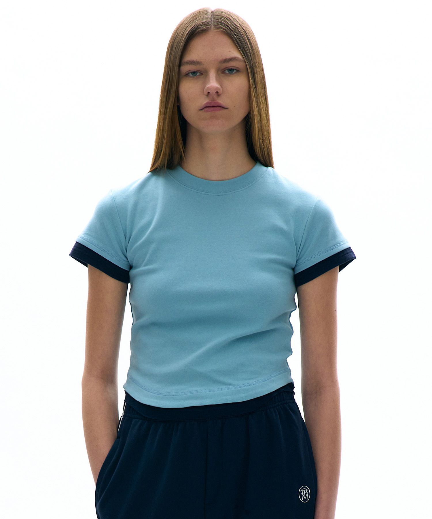 MUSINSA | PARTIMENTO WOMEN Layered Short Sleeve Tee_Sky Blue