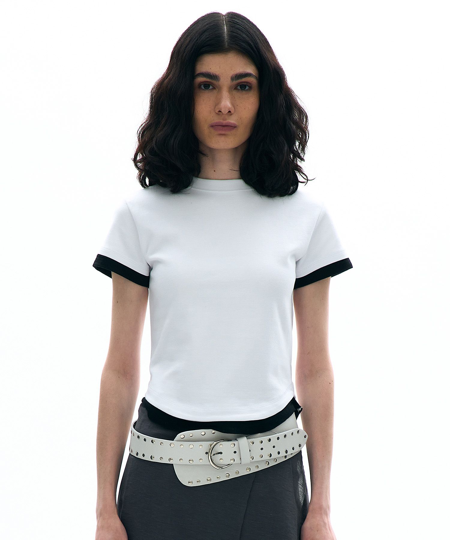 [PARTIMENTO] LAYERED SHORT SLEEVE TEE ★人気★ MUSINSA公式 | PARTIMENTO WOMEN Layered Short Sleeve Tee_White