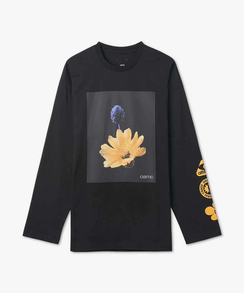 오버사이즈 플로라 티셔츠 - 블랙 / 23E28OAJ18COT00727001
