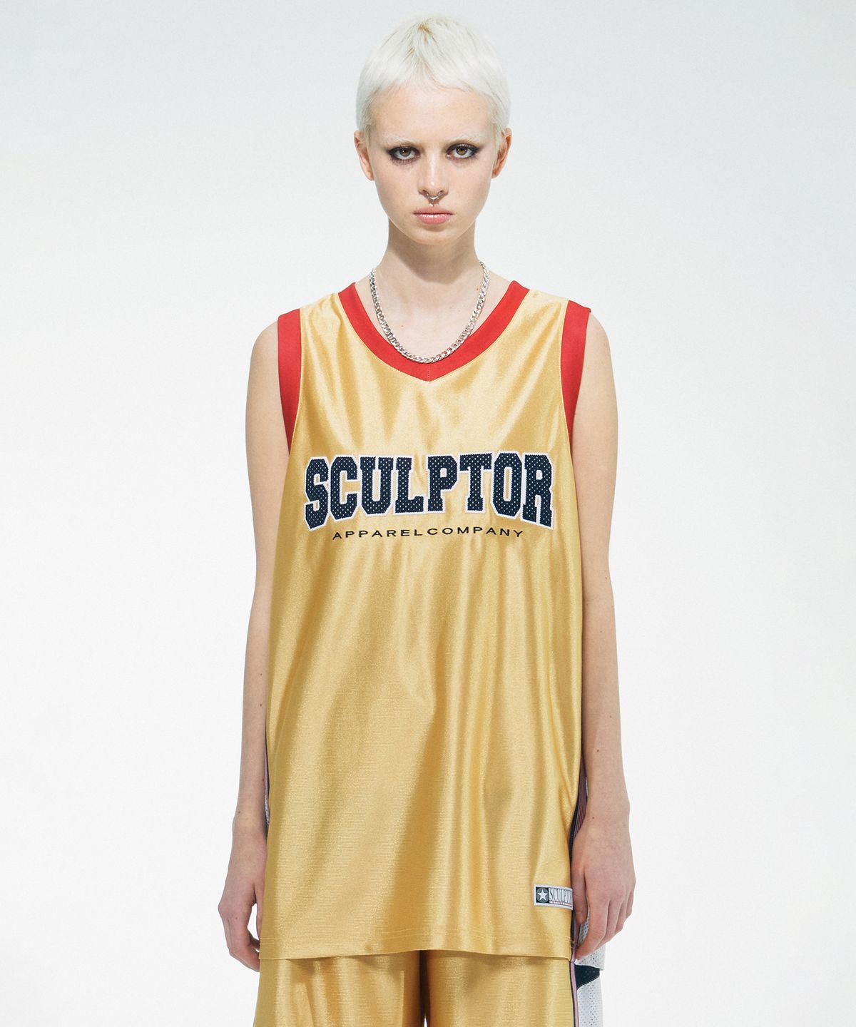 스컬프터(SCULPTOR) Classic Logo Basketball Sleeveless Top Gold
