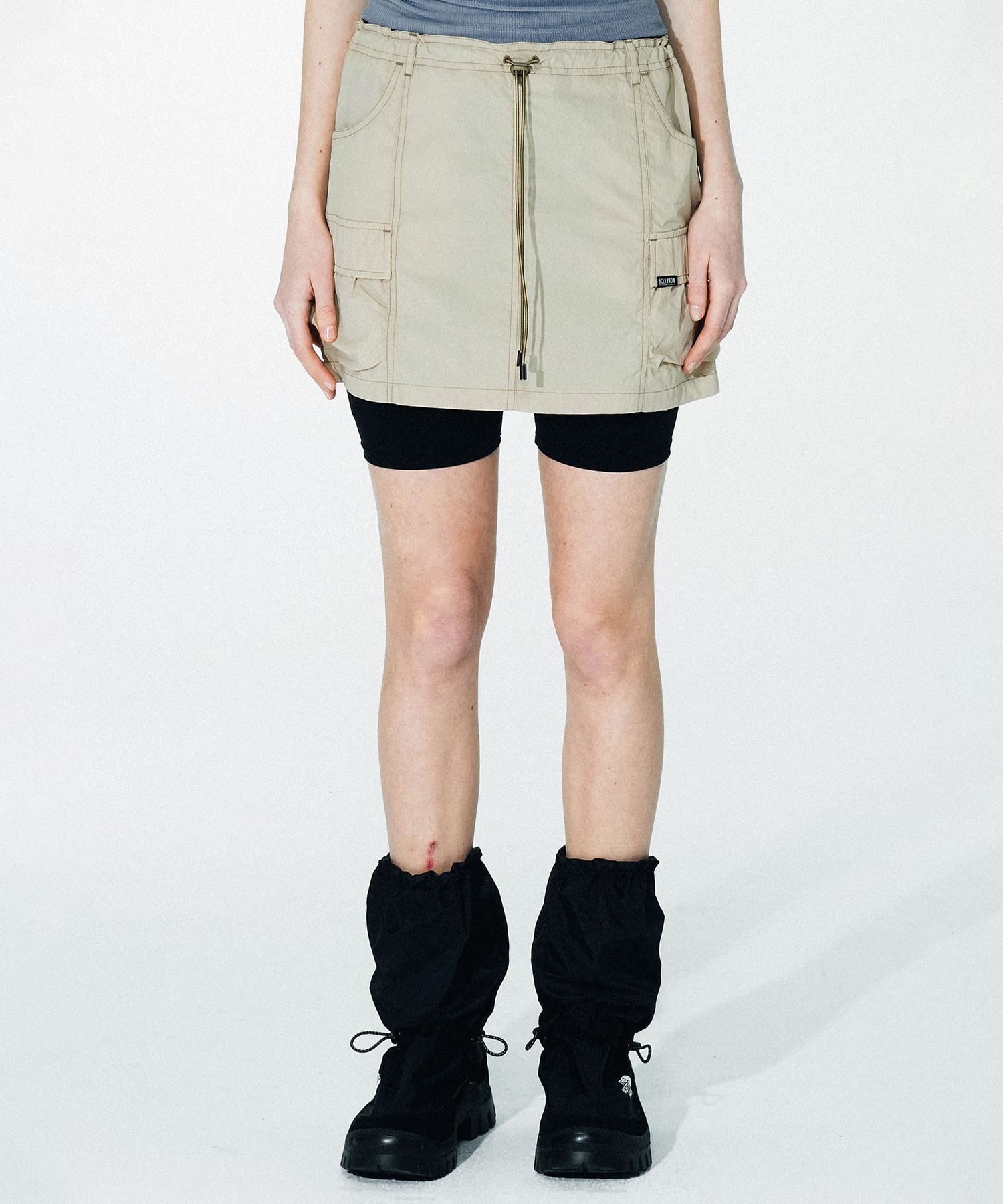 MUSINSA | SCULPTOR Parachute Mini Skirt Beige