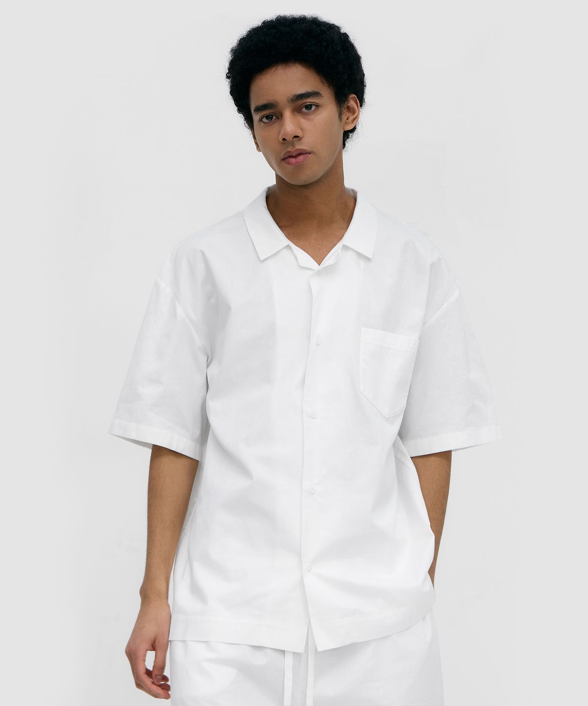 레이지지(LAZYZ) Stay Pajamas Short Sleeve Shirts - True White