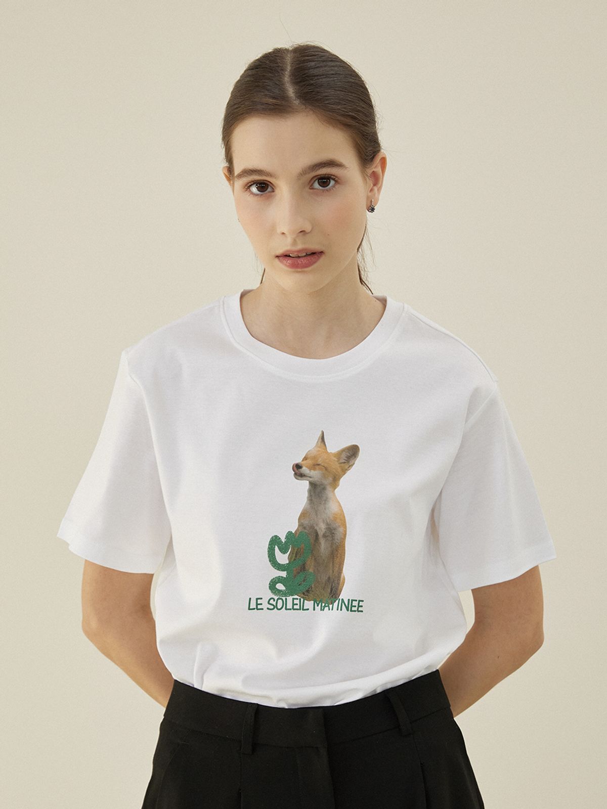 르쏠레일마띠네(LE SOLEIL MATINEE) Fox Graphic Silket Standard T-Shirts [OFF WHITE]