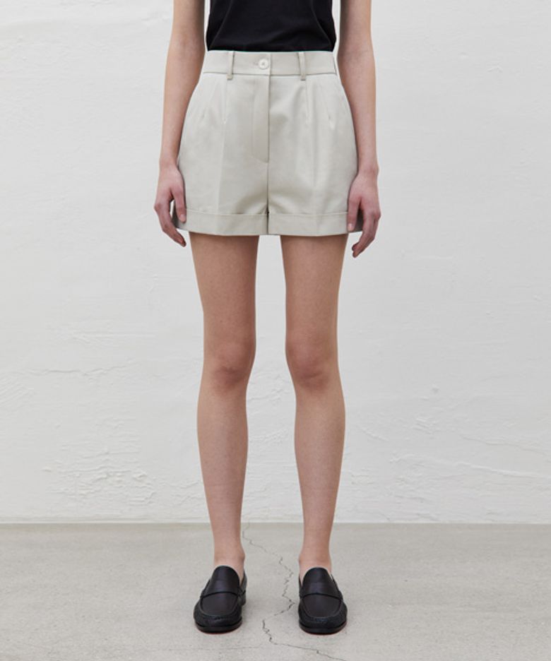 TURN-UP COTTON SHORTS_LIGHT BEGIE