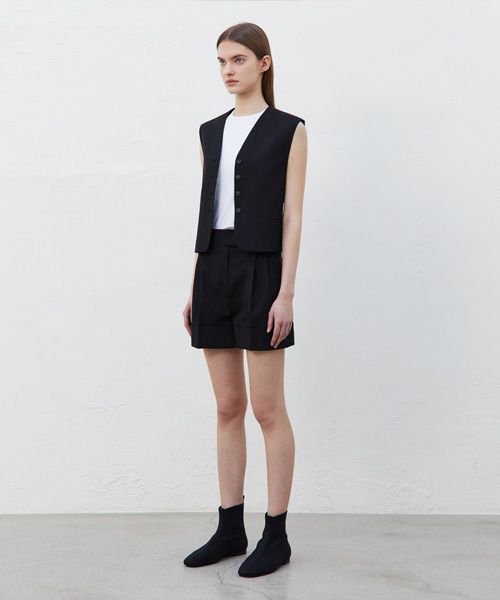 【メーカー再生品】 MUSINSA | RIDIFI CUFF SHORTS_BLACK パンツ