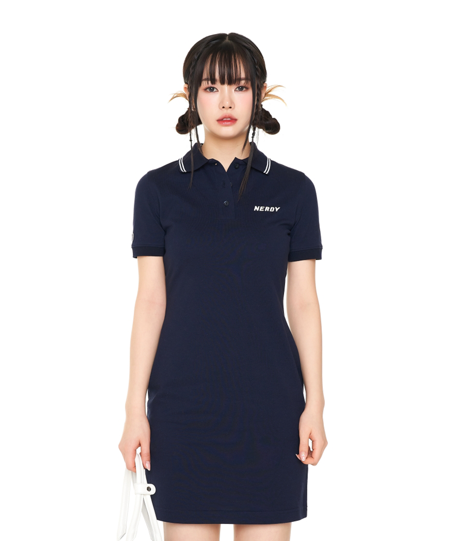 [ NERDY ]★韓国人気★PIQUE POLO SHORT SLEEVE DRESS MUSINSA | NERDY Pique Polo Short Sleeve Dress Navy