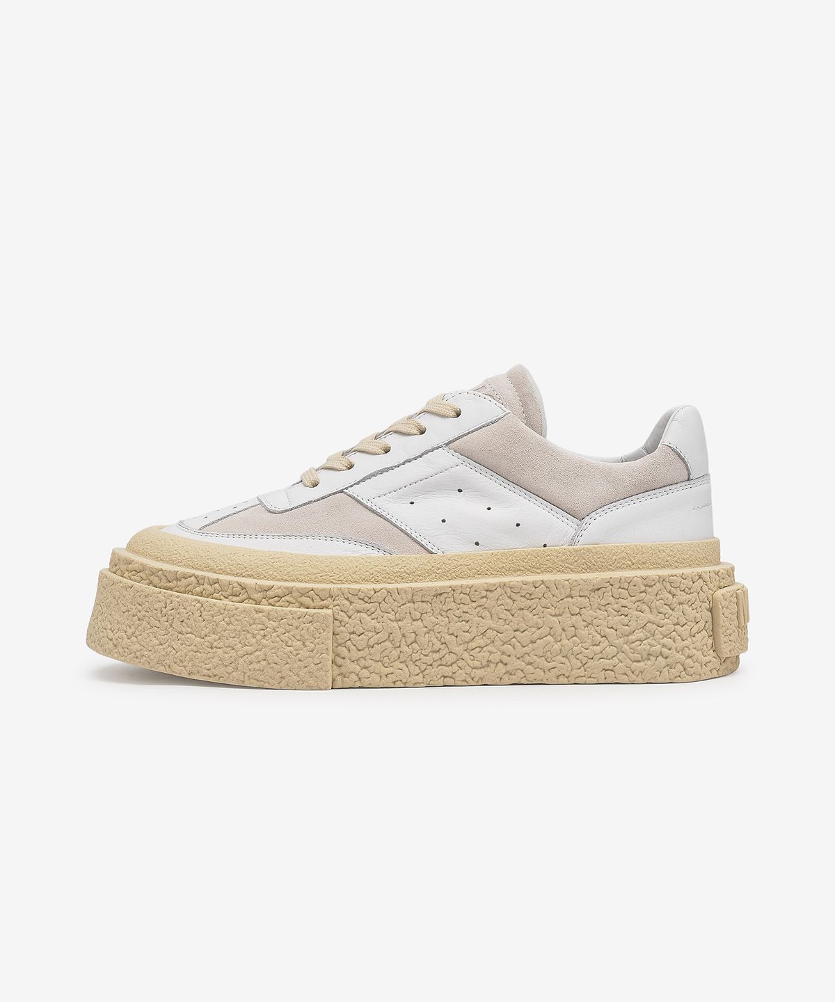 엠엠식스(MM6 MAISON MARGIELA) 6 코트 플랫폼 스니커즈 - 화이트:베이지 / S59WS0189P0673H1744