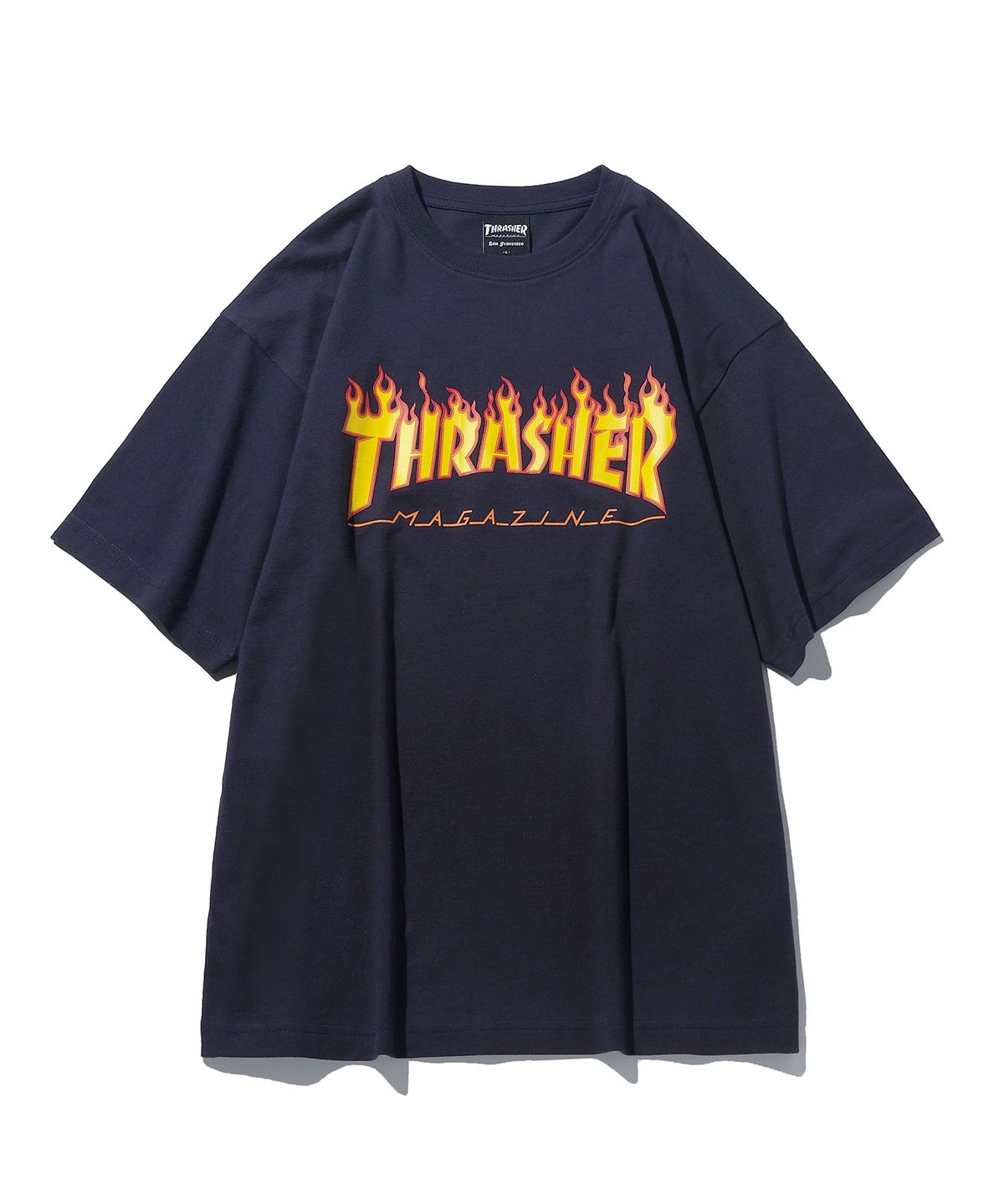 트레셔(THRASHER) 플레임 반팔 티셔츠 네이비