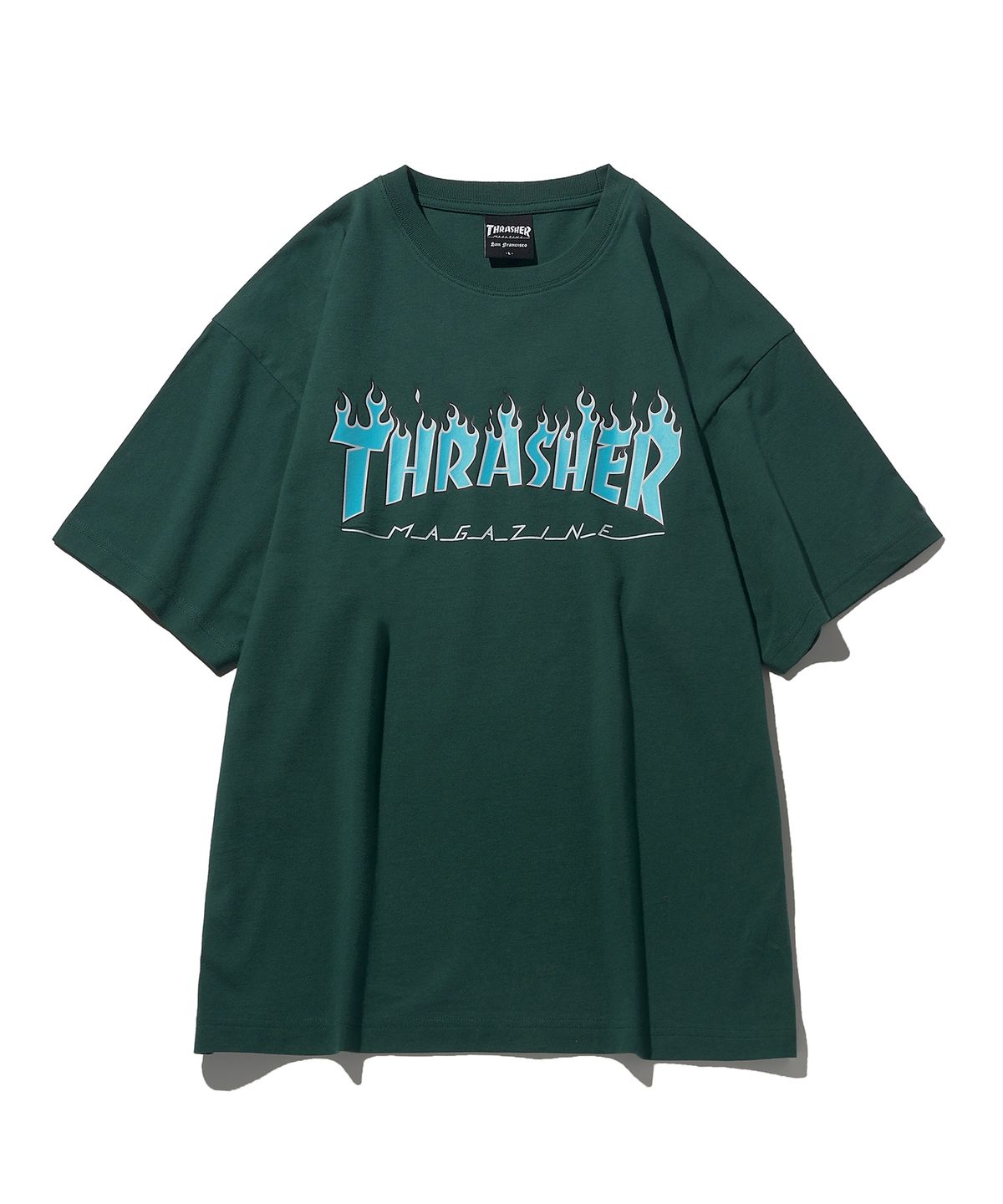 트레셔(THRASHER) 플레임 반팔 티셔츠 그린