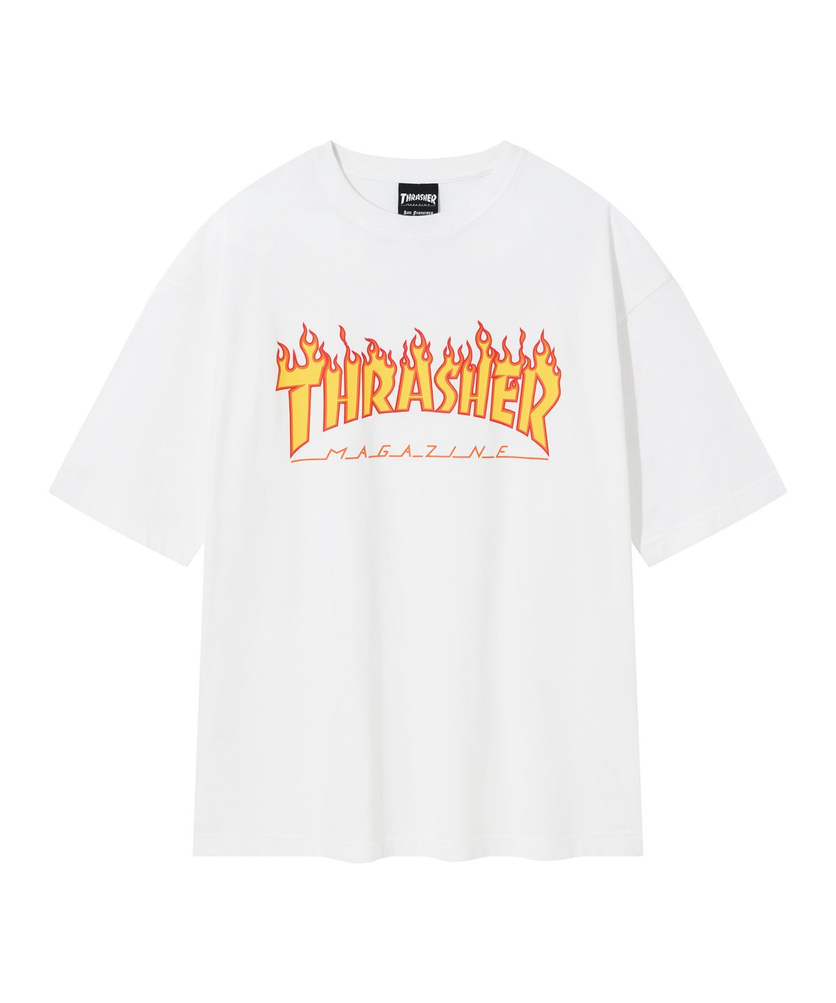 트레셔(THRASHER) 플레임 반팔 티셔츠 화이트