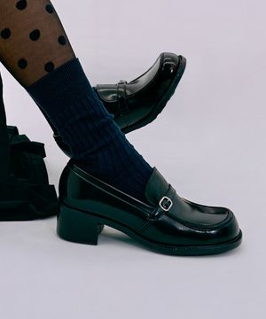 여성용 링스트랩 힐업 로퍼 HS-4711_BLACK