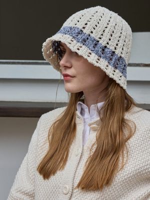 코튼 캔디 니트버킷햇 (아이보리)