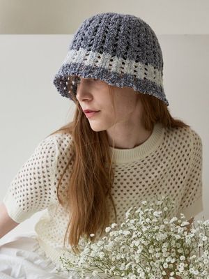 코튼 캔디 니트버킷햇 (다크 블루)