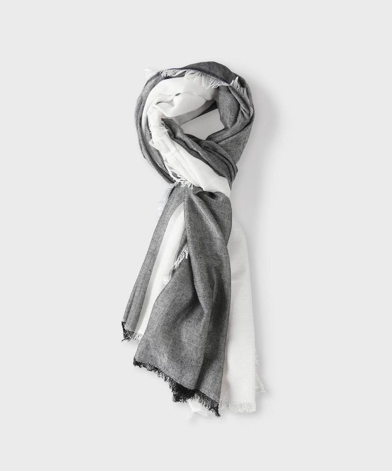 프린지 디테일 투톤 스트라이프 머플러 [2COLOR]