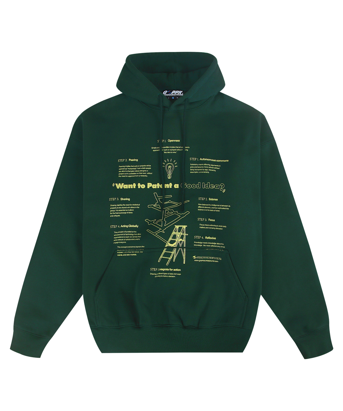 그램 아운스 파운드(GRAM OUNCE POUND) Patent Hoodie_Green