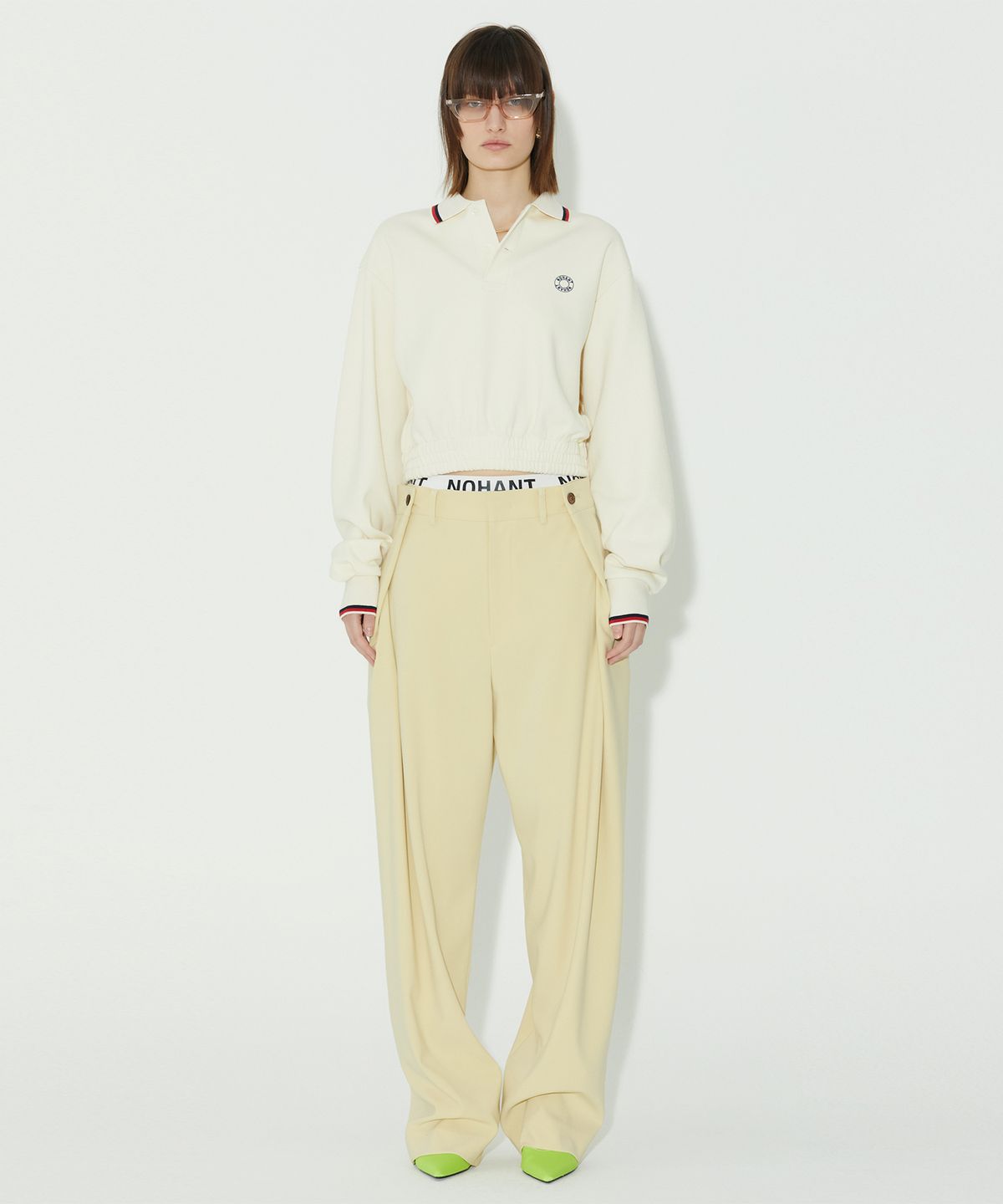 노앙(NOHANT) LOGO CROPPED PIQUE SHIRT IVORY
