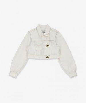 크롭 데님 트러커 재킷 - 브라이트 화이트 / J1171151