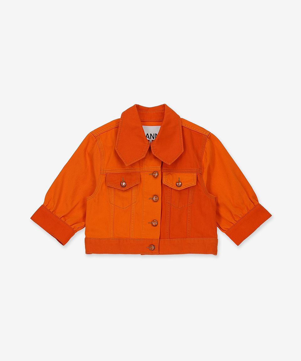 ★Ganni★ Cropped Denim Short Jacket Orange J1164493 J116449 MUSINSA | GANNI Cropped denim short jacket - Orange / J1164493