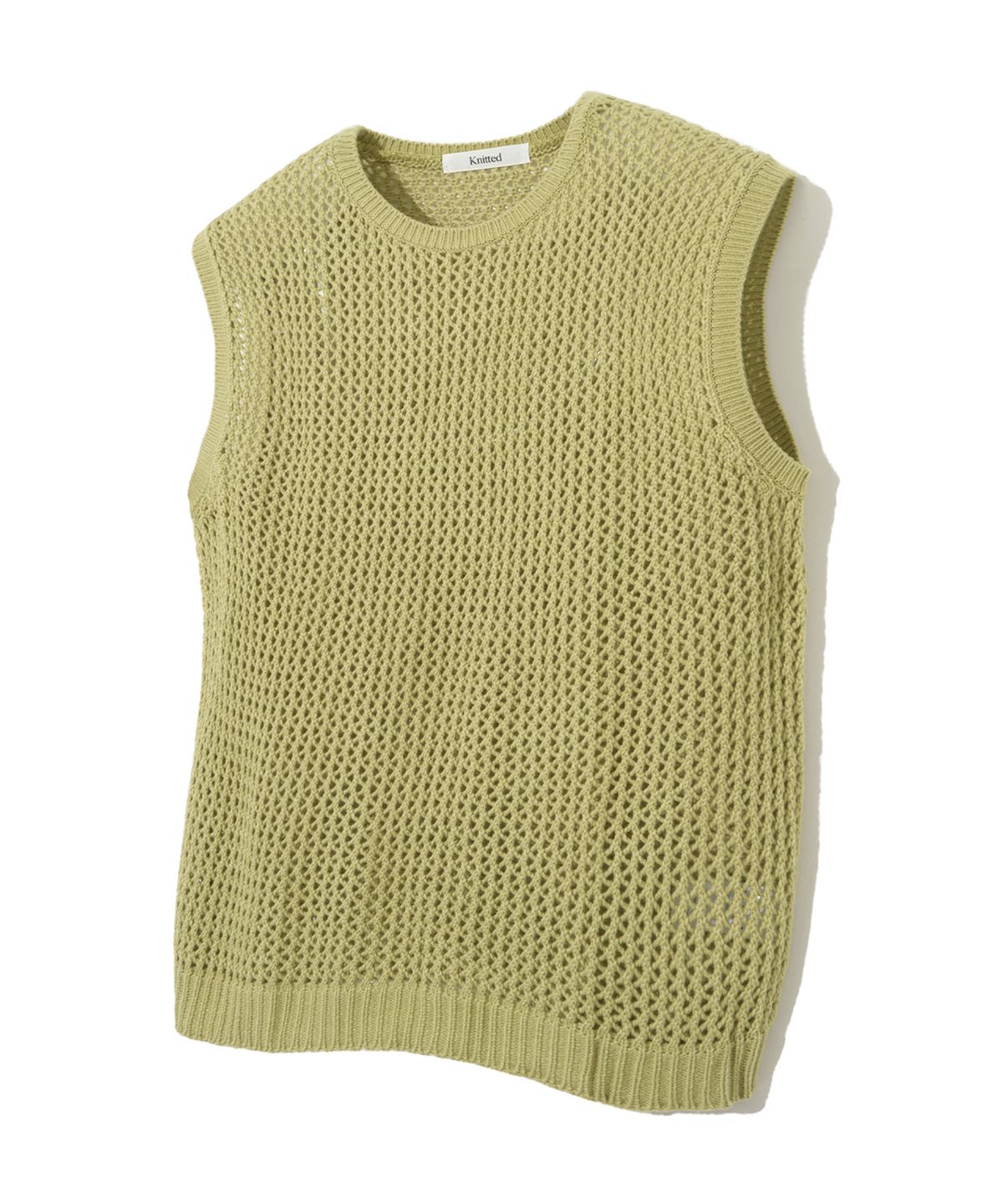 니티드(KNITTED) 펀칭 니트 베스트 OLIVE