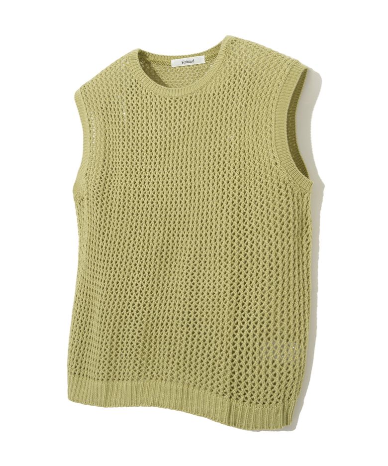 펀칭 니트 베스트 OLIVE