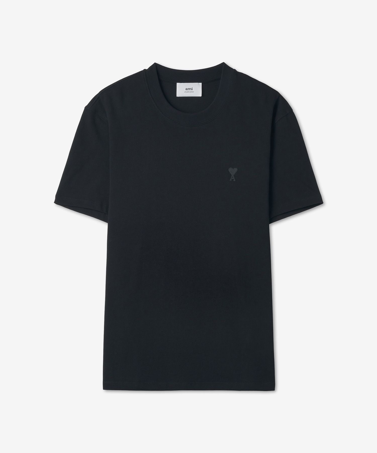 MUSINSA | AMI Small Heart Logo Short Sleeve T-Shirt - Black