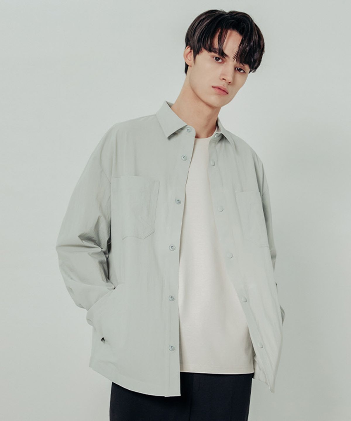 애드호크(ADHOC) 남성 베이직 셔켓 (LT-KHAKI) (HZ3LS15_62)