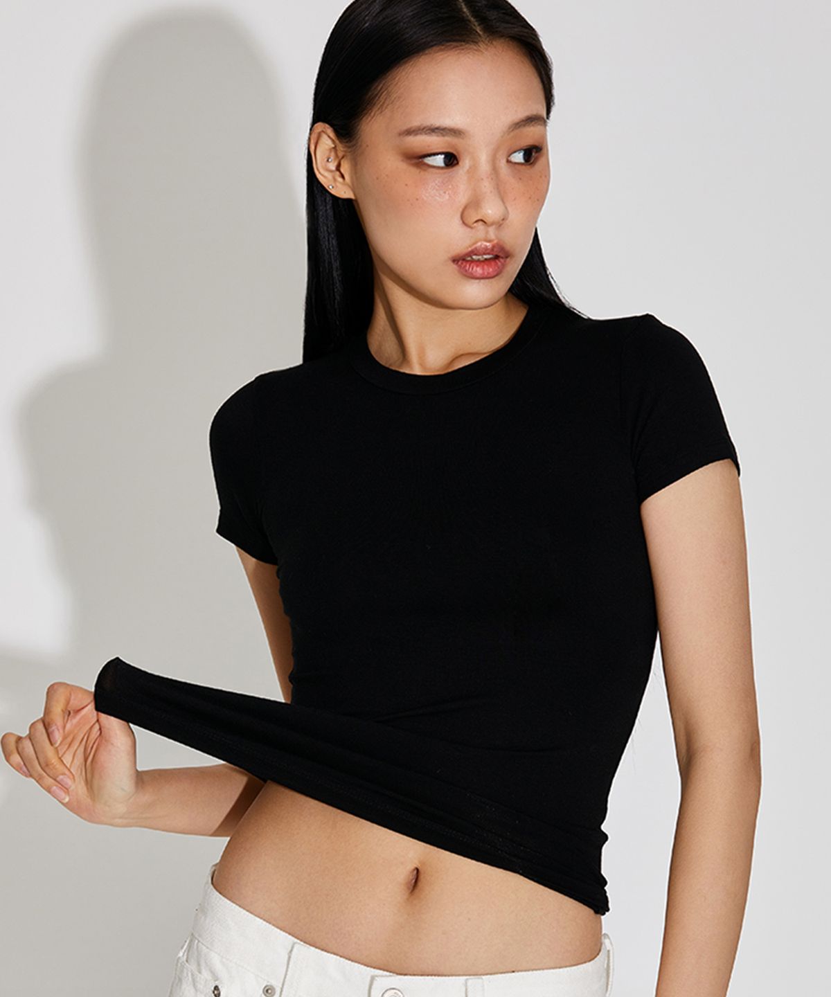 탑걸(TOPGIRL) BAMBOO FITTED BASIC SHORT SLEEVE TOP_T316TP134