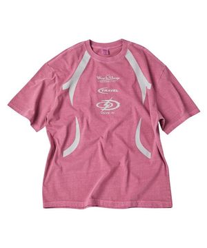 로고 라인업 피그먼트 반팔티 마젠타