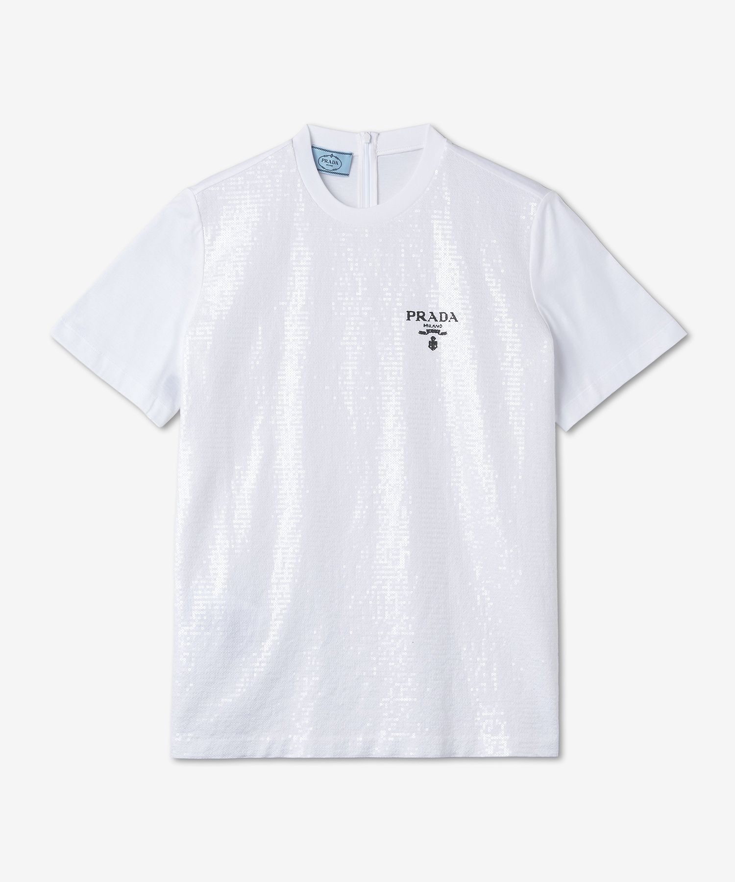 MUSINSA | PRADA Embroidered T-shirt - White / 3581AR10AGF0009