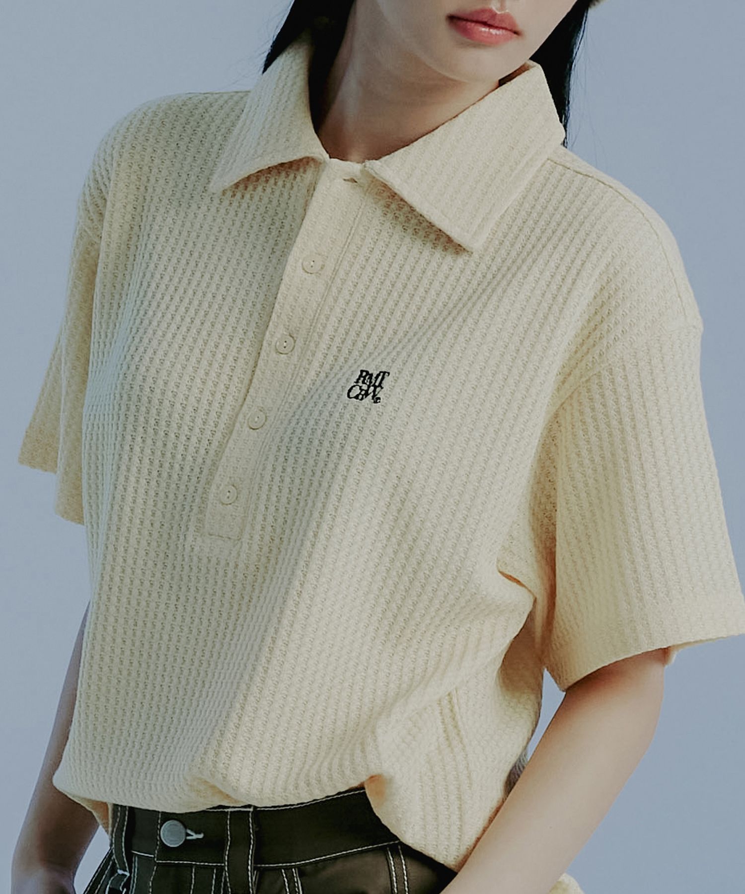 ★2023SS新作★ROMANTIC CROWN★RECENT BUTTON KNIT POLO MUSINSA | ROMANTIC CROWN Ricenz Button Knit Polo_Light Yellow