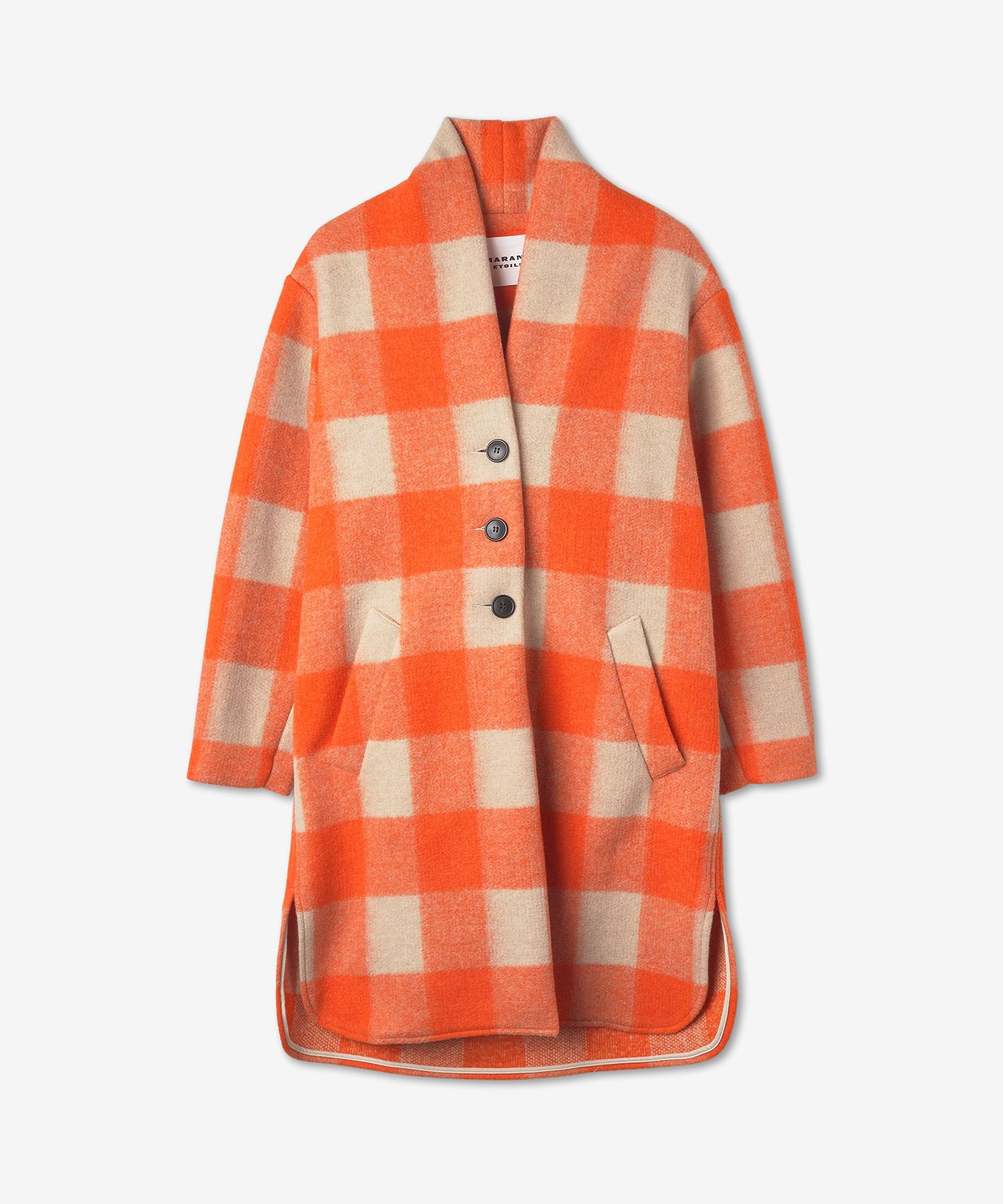 ★Isabel Marant★ Gabrielle Check Wool Coat Orange MA0019FAA MUSINSA | ISABEL MARANT Gabriel Checkered Wool Coat - Orange