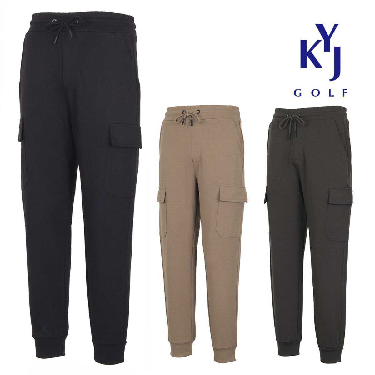 김영주 골프(KIM YOUNG JOO GOLF) 봄가을 남성 프리미엄 면혼방 밴딩 카고 조거팬츠 KNSMSL34