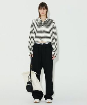 STRIPE CROPPED TERRY SHIRT WHITE