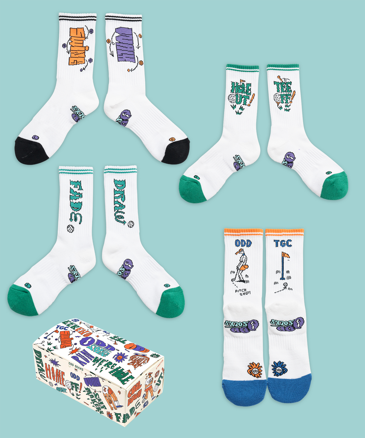 오드삭스(ODDSOCKS) [선물세트] 쿨맥스 골프 크루 삭스A 4개입