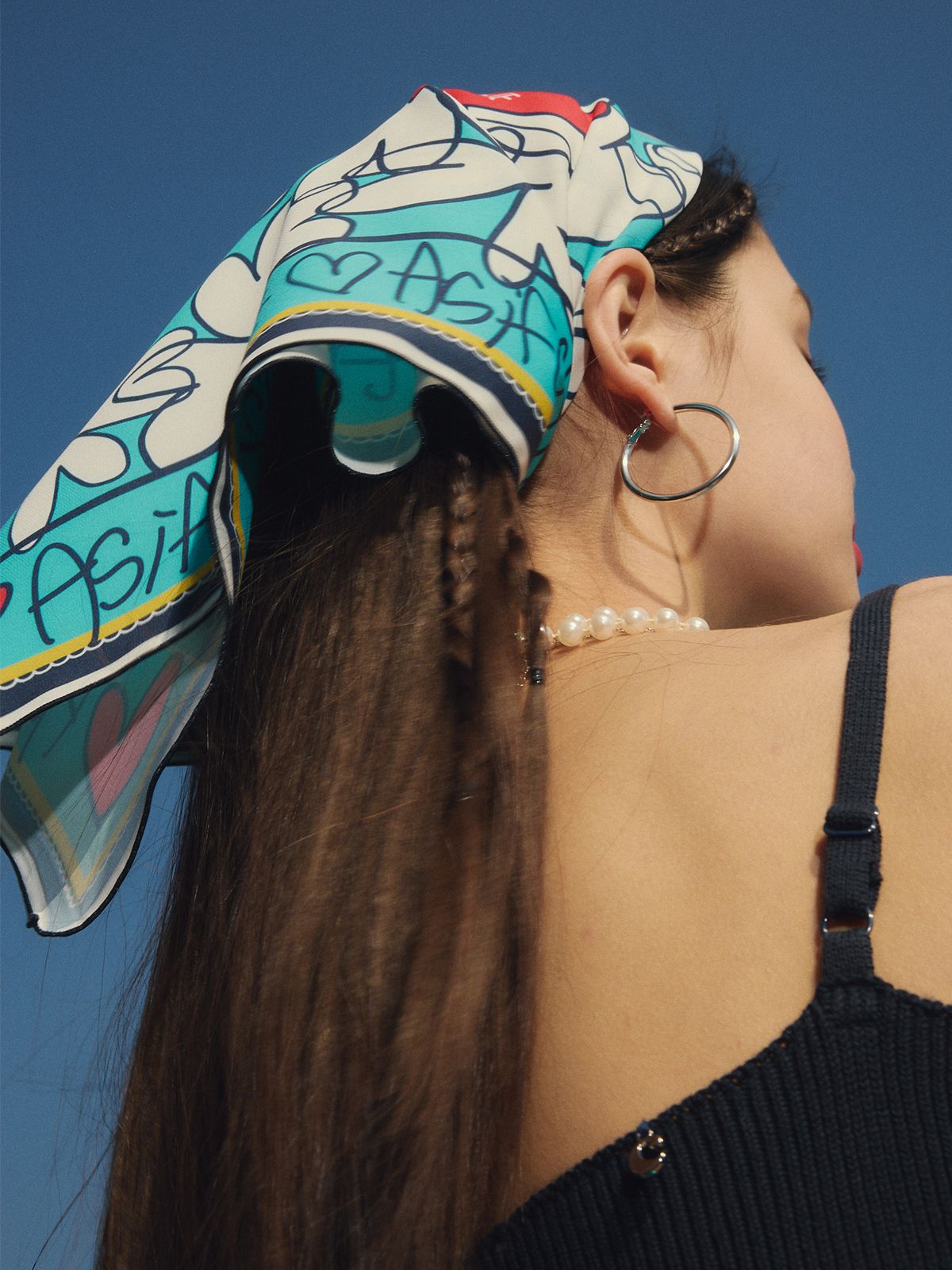 에즈이프 캘리(ASIF CALIE) FLOWER STRIPE SCARF MINT