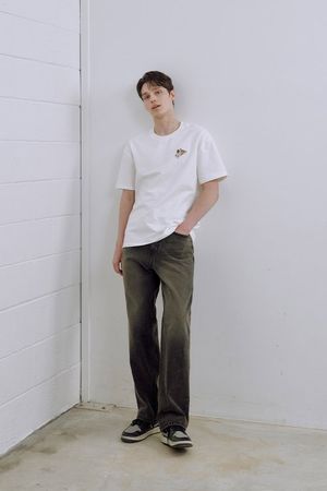 워싱 리사이클 블랙 데님 팬츠