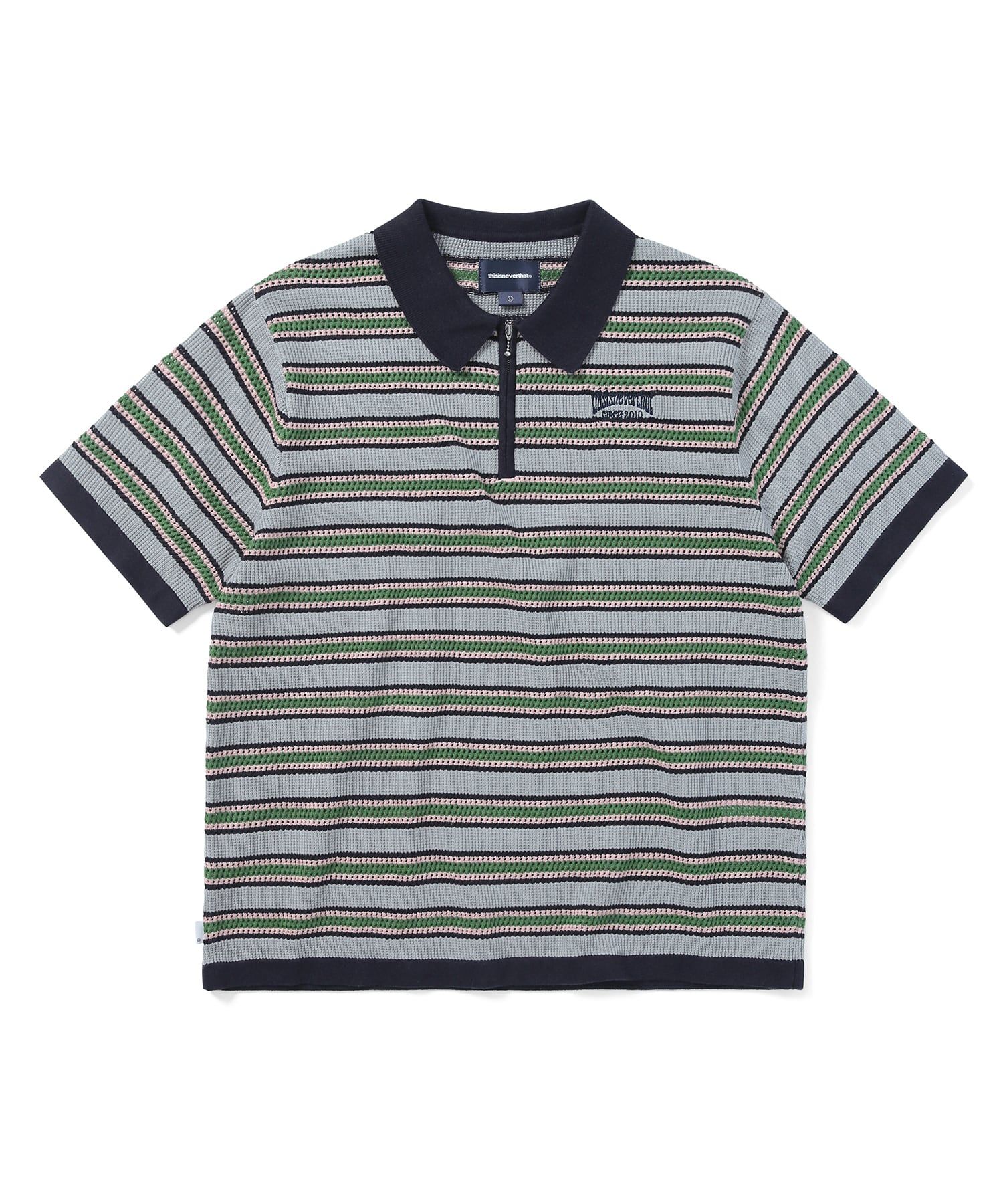 MUSINSA | thisisneverthat® Stripe S/S Knit Polo Gray