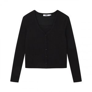 여성) 와플조직 나시 가디건세트_AN1WSW158-BK