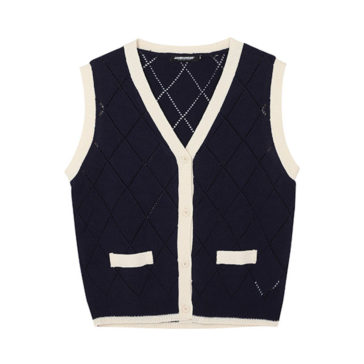 잠뱅이(JAMBANGEE) 여성) 다이아펀칭 립배색 니트 VEST_AN1WSW160-NA