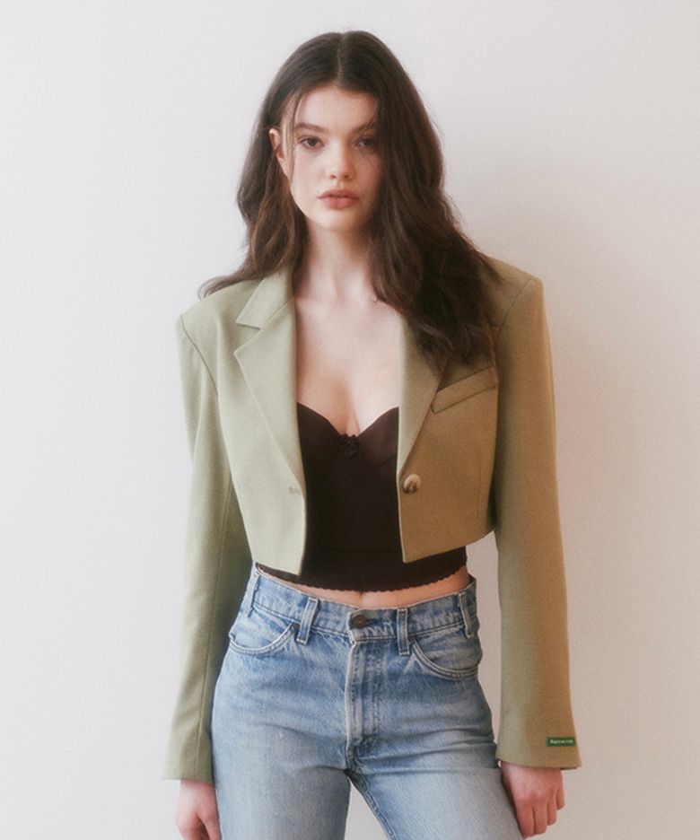 Single Tailored Crop Jacket (Beige)