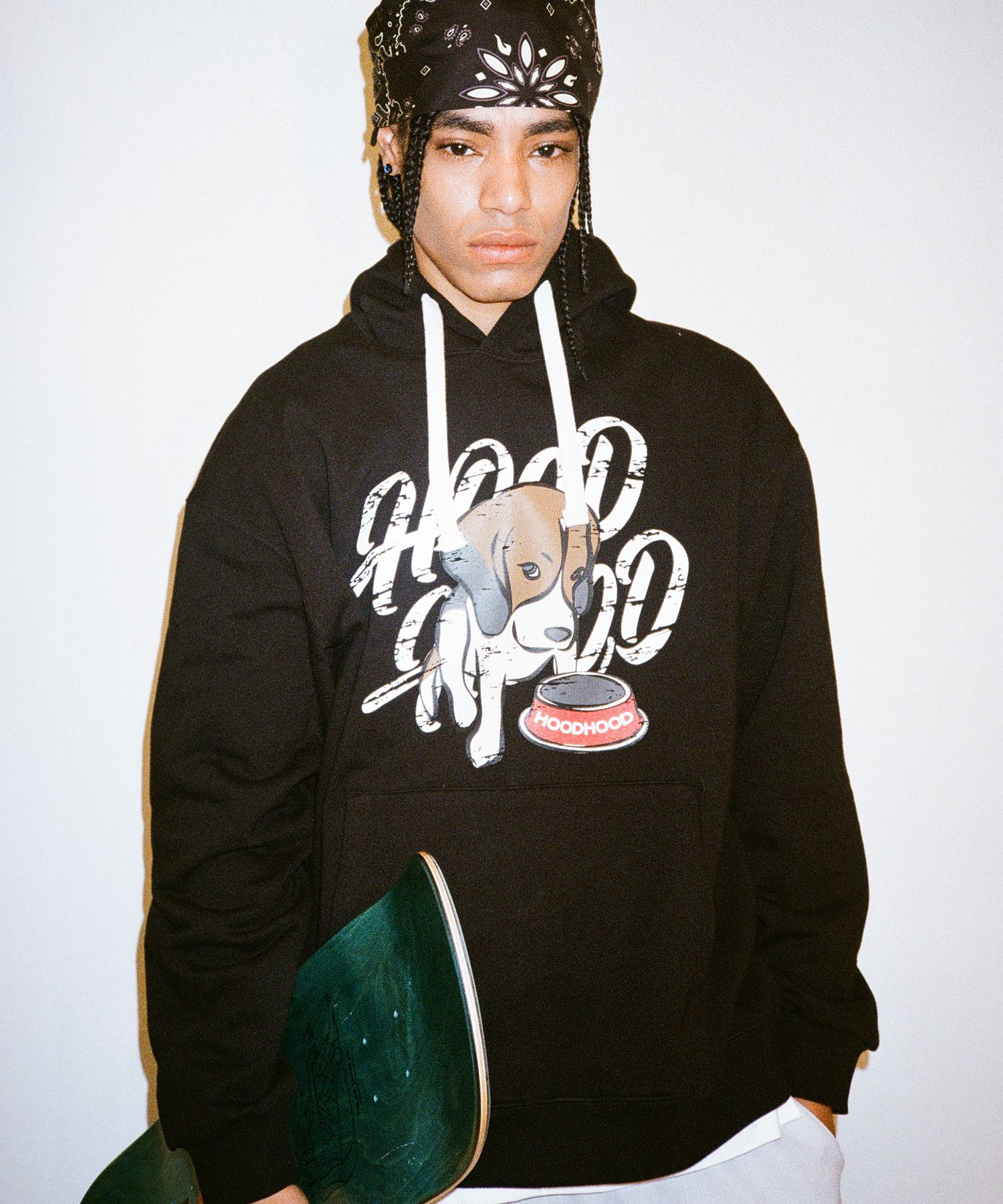 ★HOODHOOD★ beagle logo hood black MUSINSA | HOODHOOD Beagle Logo Hoodie Black