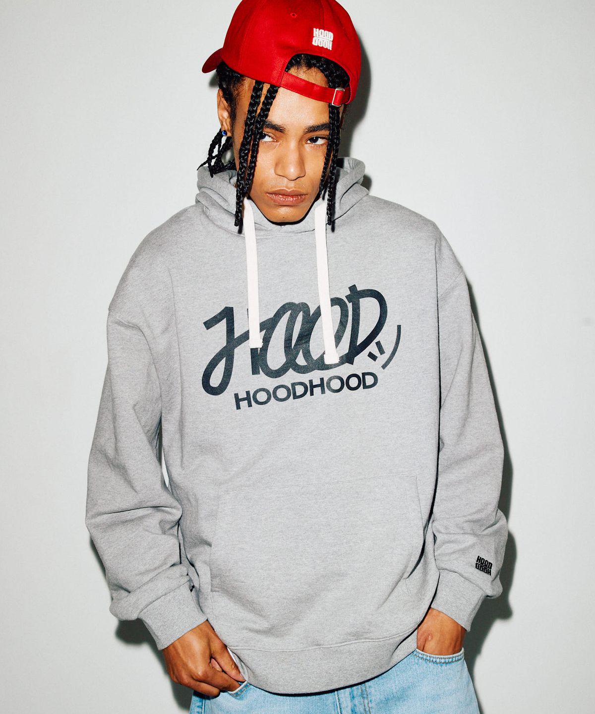 후드후드(HOODHOOD) 시그니처 로고 후드 그레이