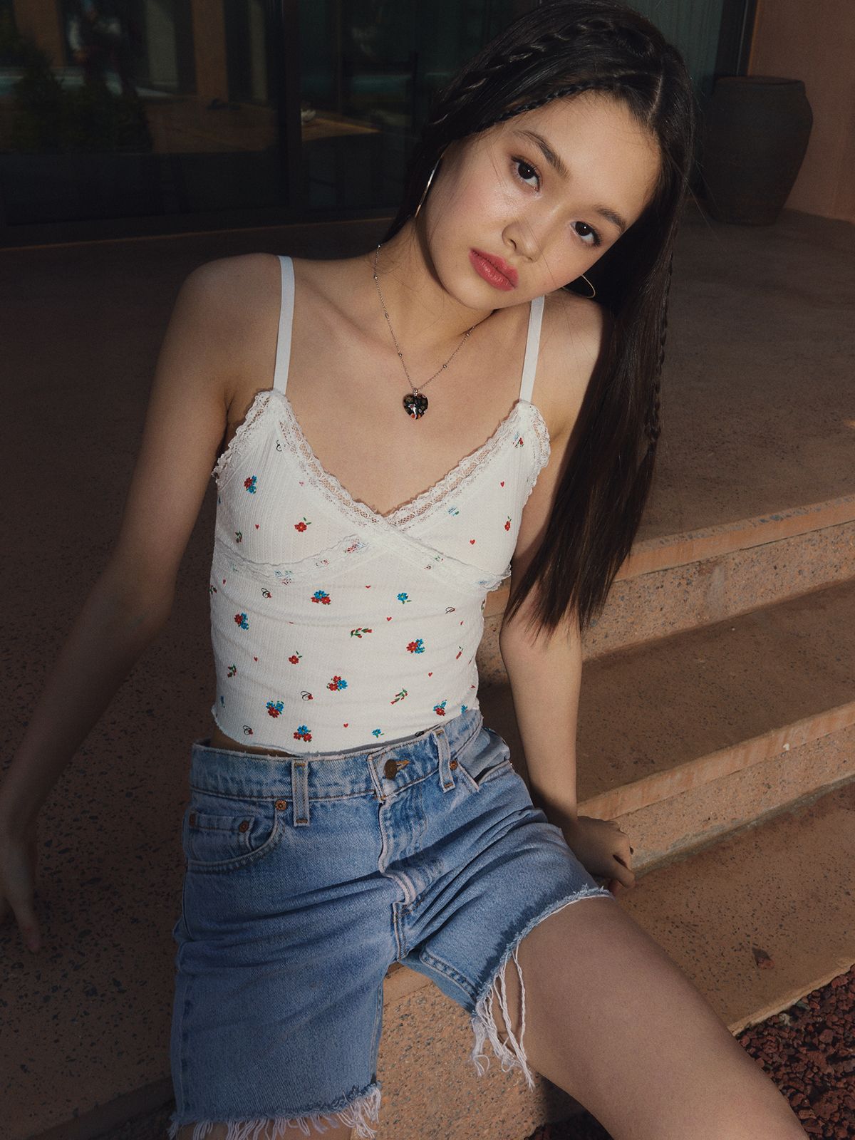 에즈이프 캘리(ASIF CALIE) CALIE LACE RIB TOP IVORY