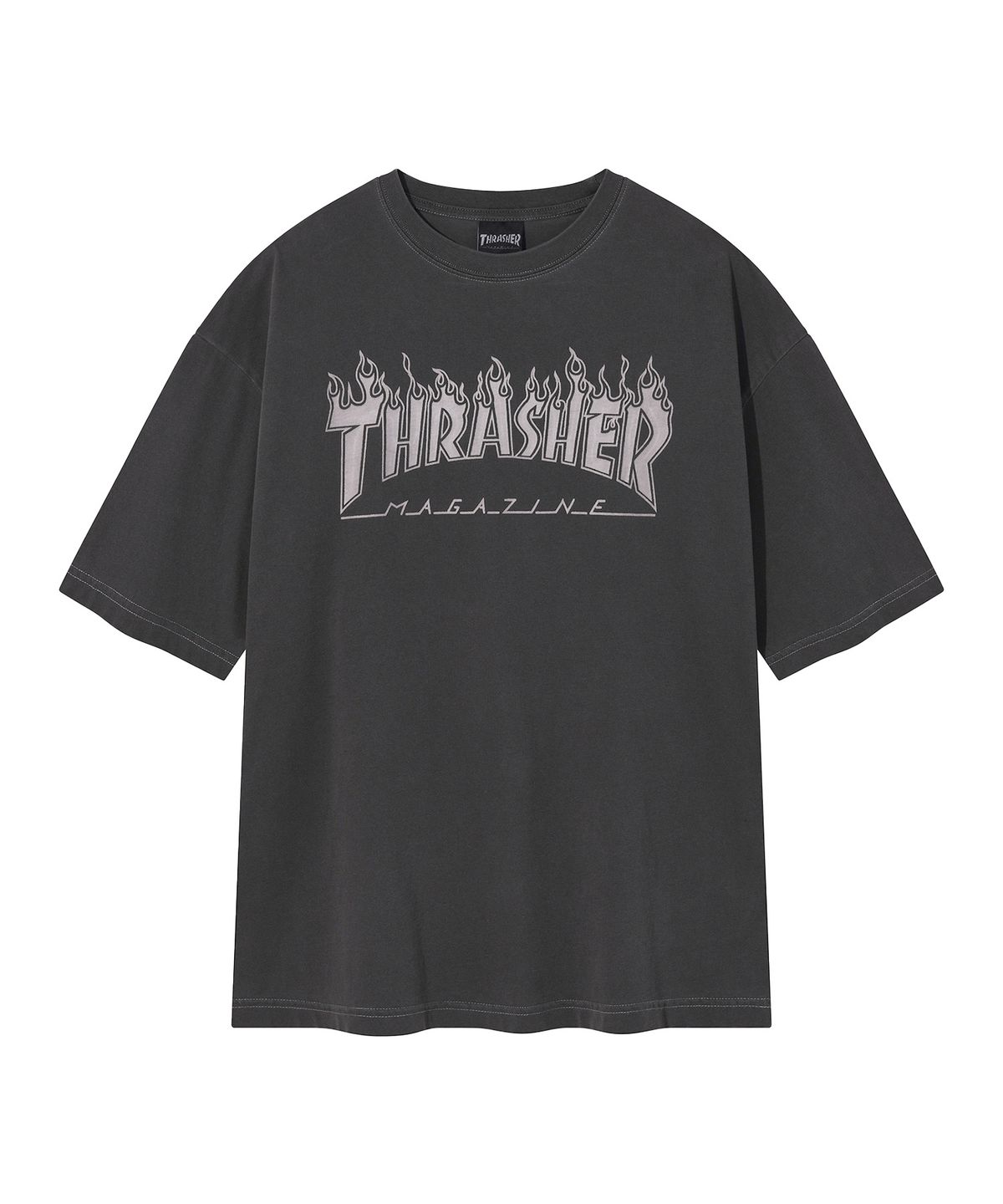 트레셔(THRASHER) 플레임 피그먼트 다잉 반팔 티셔츠 차콜
