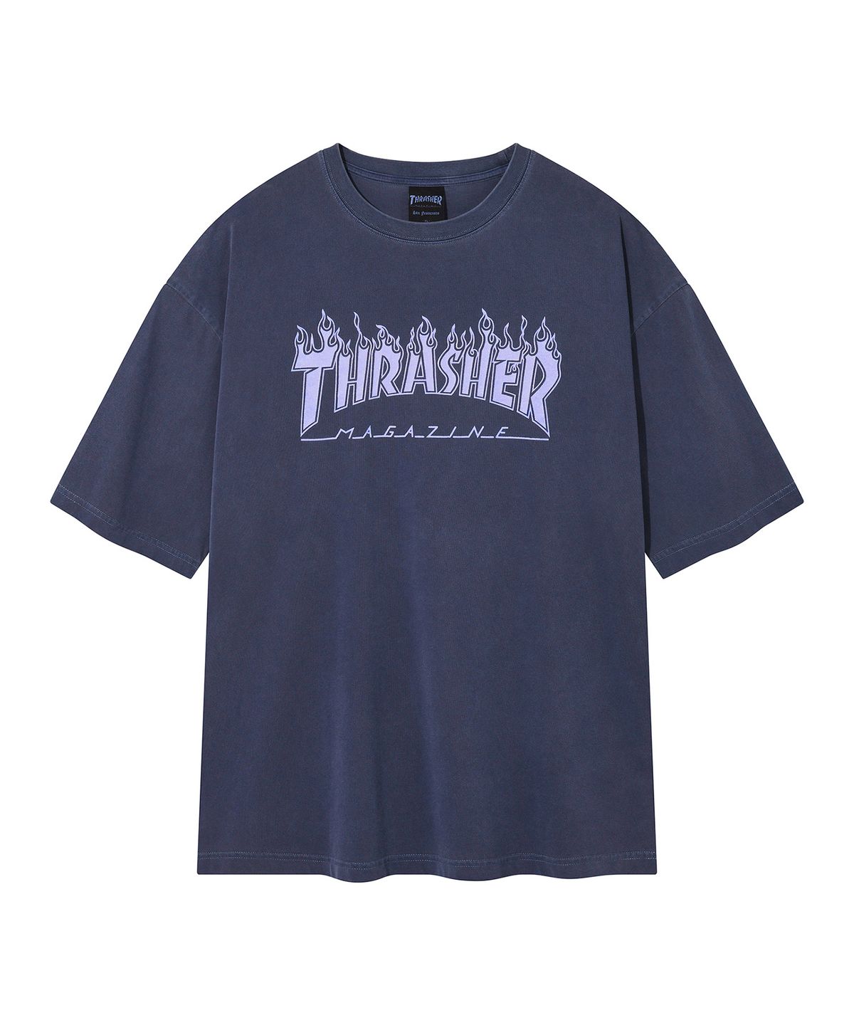 트레셔(THRASHER) 플레임 피그먼트 다잉 반팔 티셔츠 다크 블루